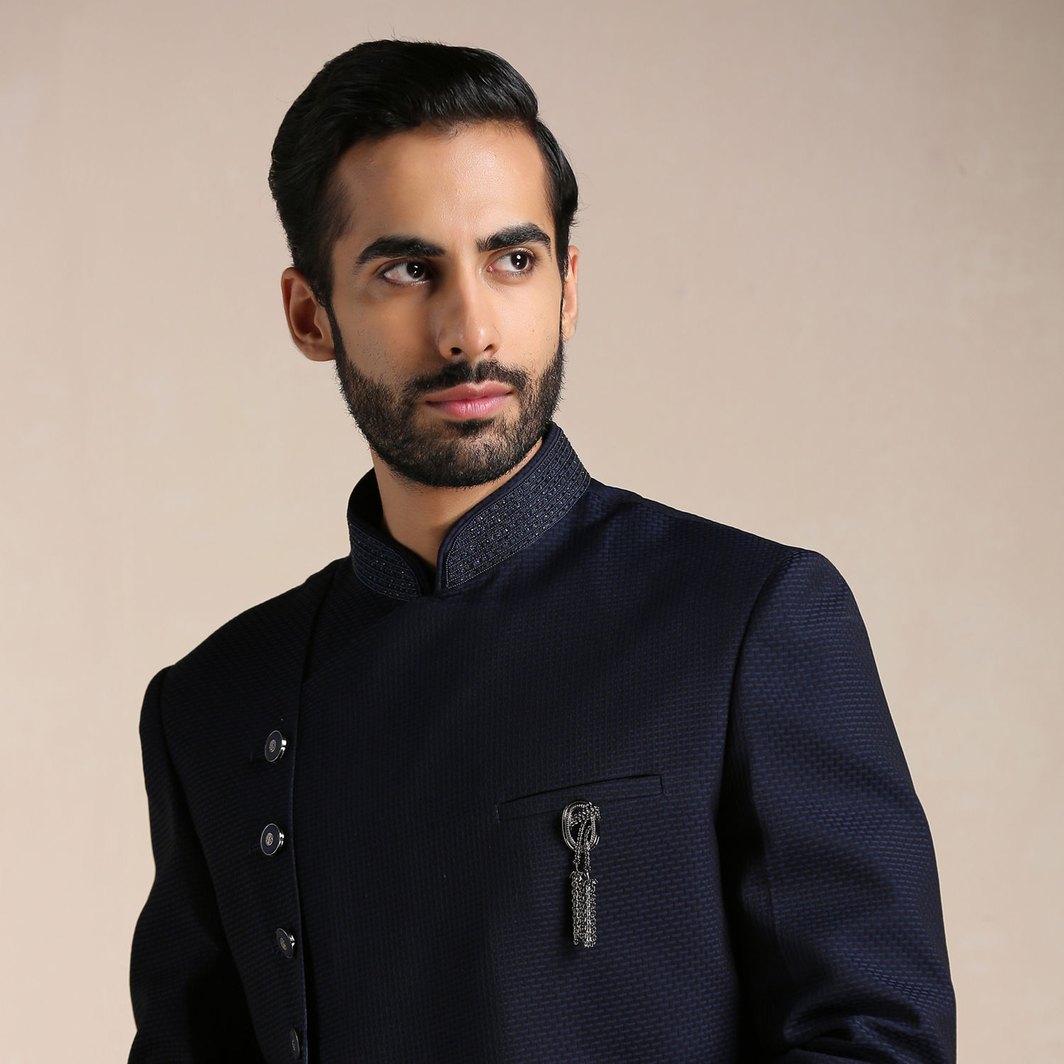 Buy Navy Blue Angrakha Style Indo Western Set Online in India @Manyavar ...