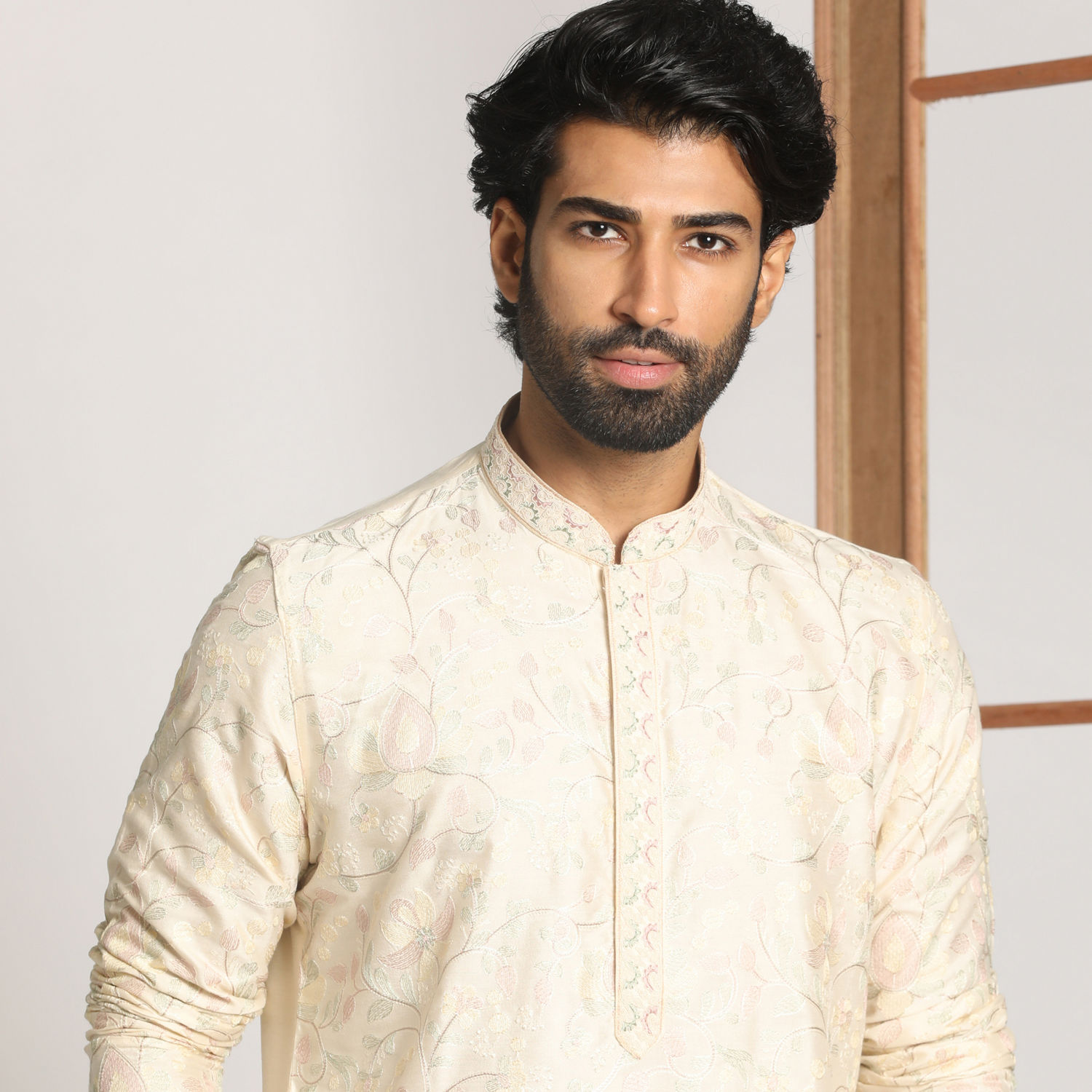 Buy Off White Celebration Wear Self Design Kurta Pajama Online in India ...