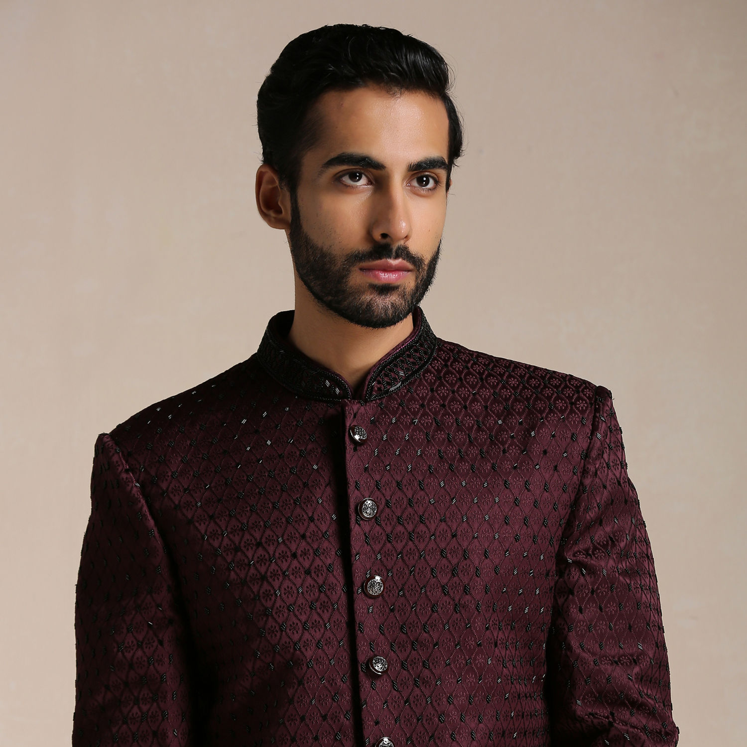 Indo Western for Men - Buy Windsor Wine Jaal Patterned Achkan Style ...