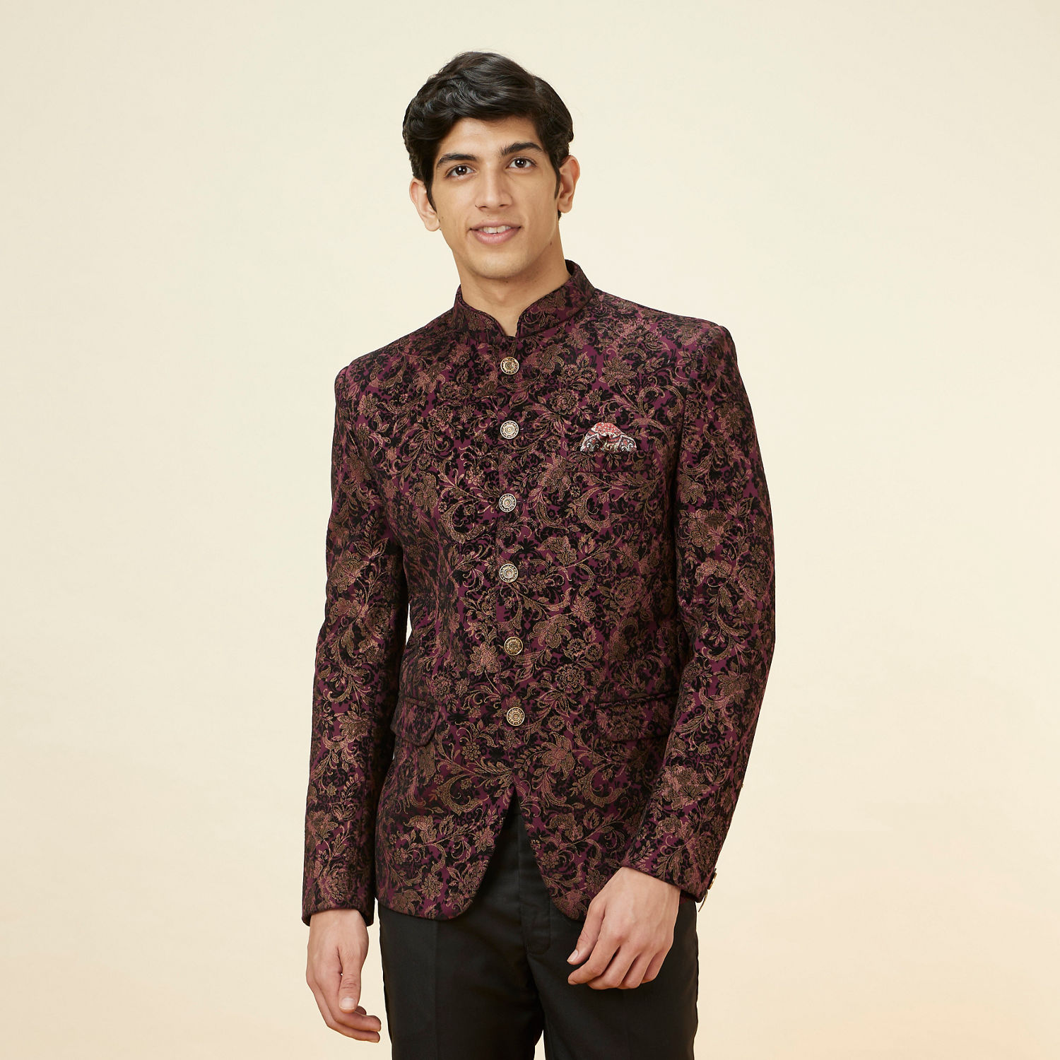 Buy Wine Bel Buti Foil Print Suit Online in India @Manyavar - Suit Set ...