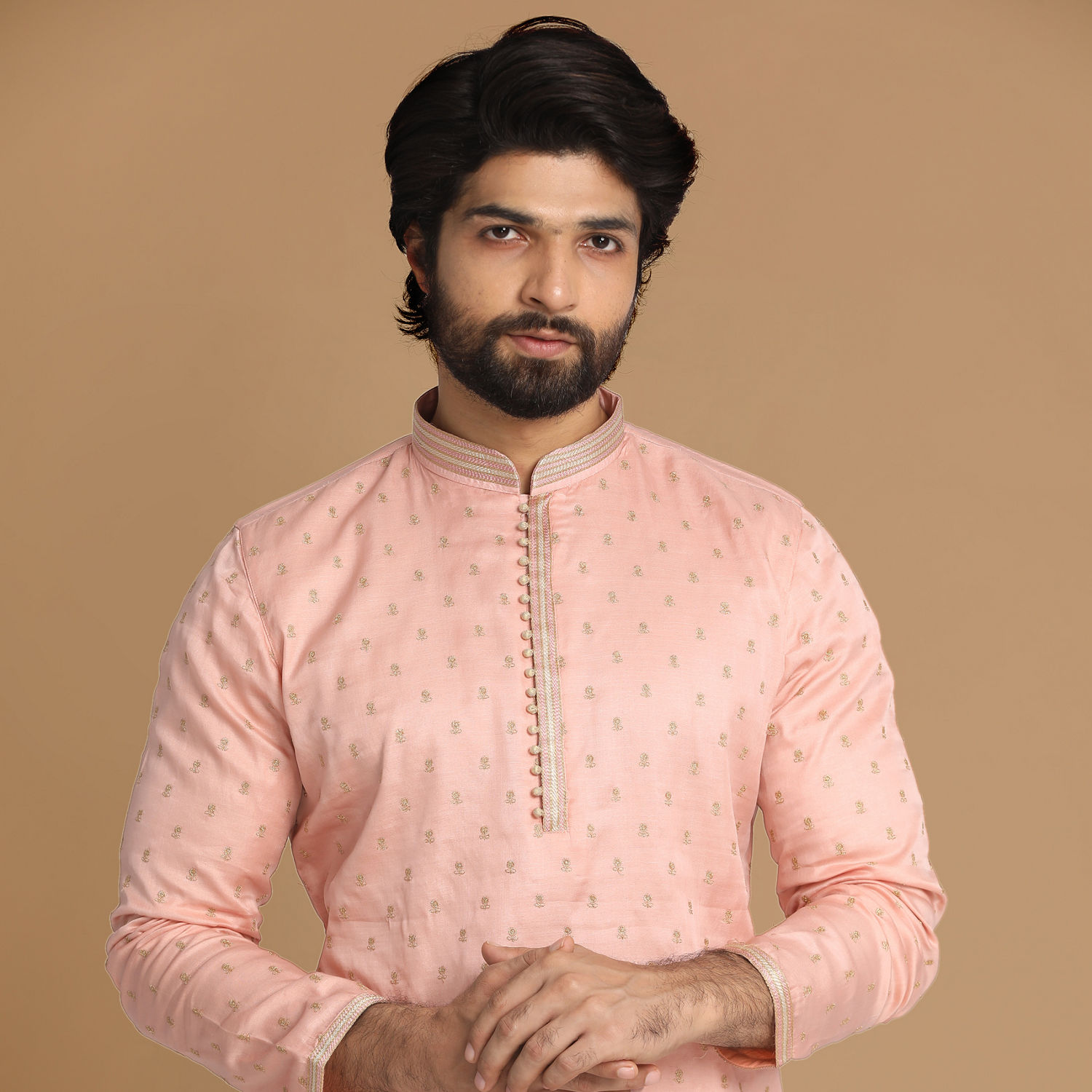 Buy Light Pink Kurta Pajama With Minimalist Motifs Online in Canada Manyavar Kurta Pajama for Men