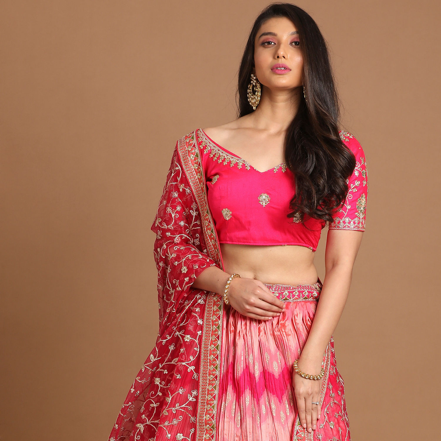 Buy Playful Pink Lehenga Online in the USA @Mohey - Lehenga for Women