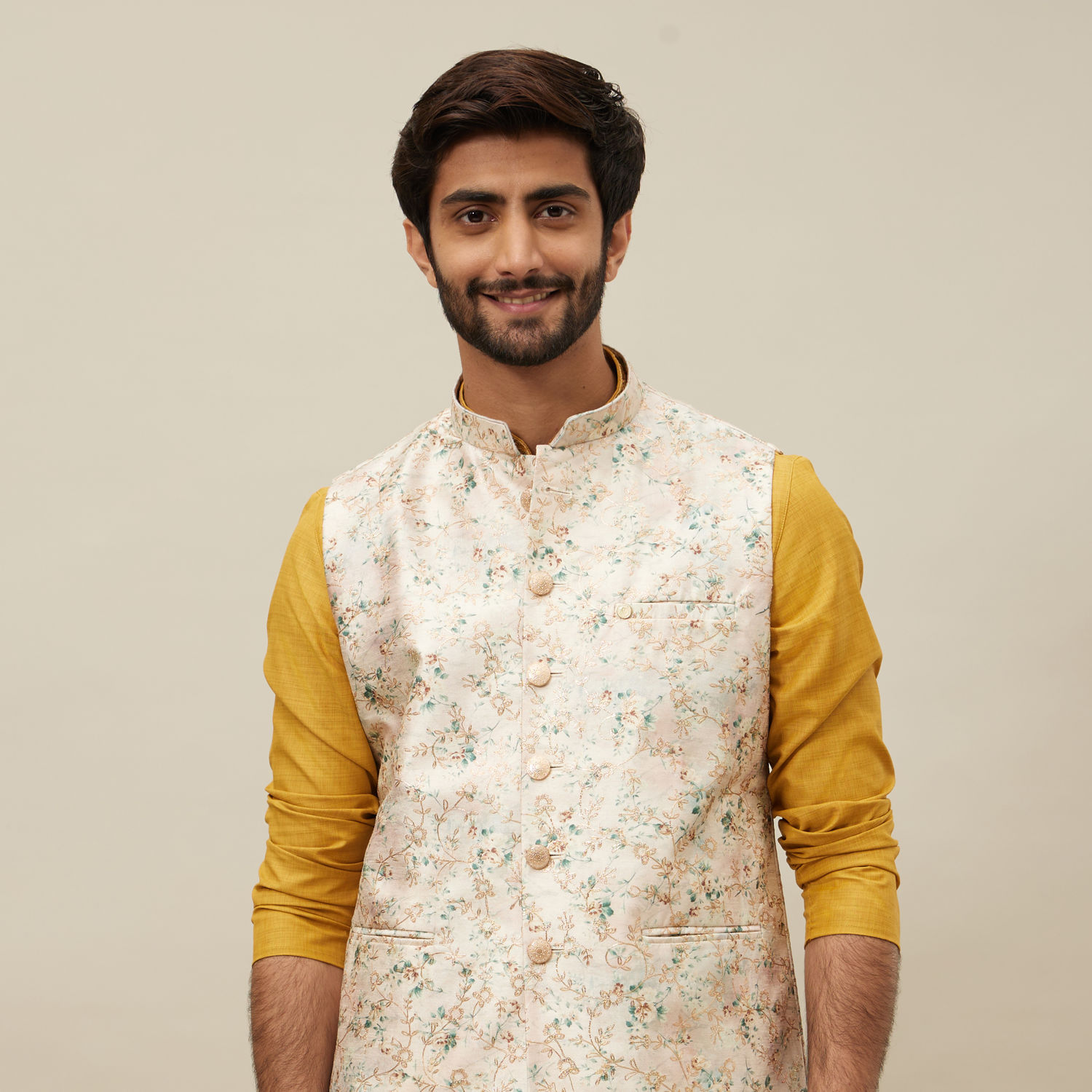 Buy Rohit Bal Embroidery Nehru jacket | IVORY Color Men | AJIO LUXE