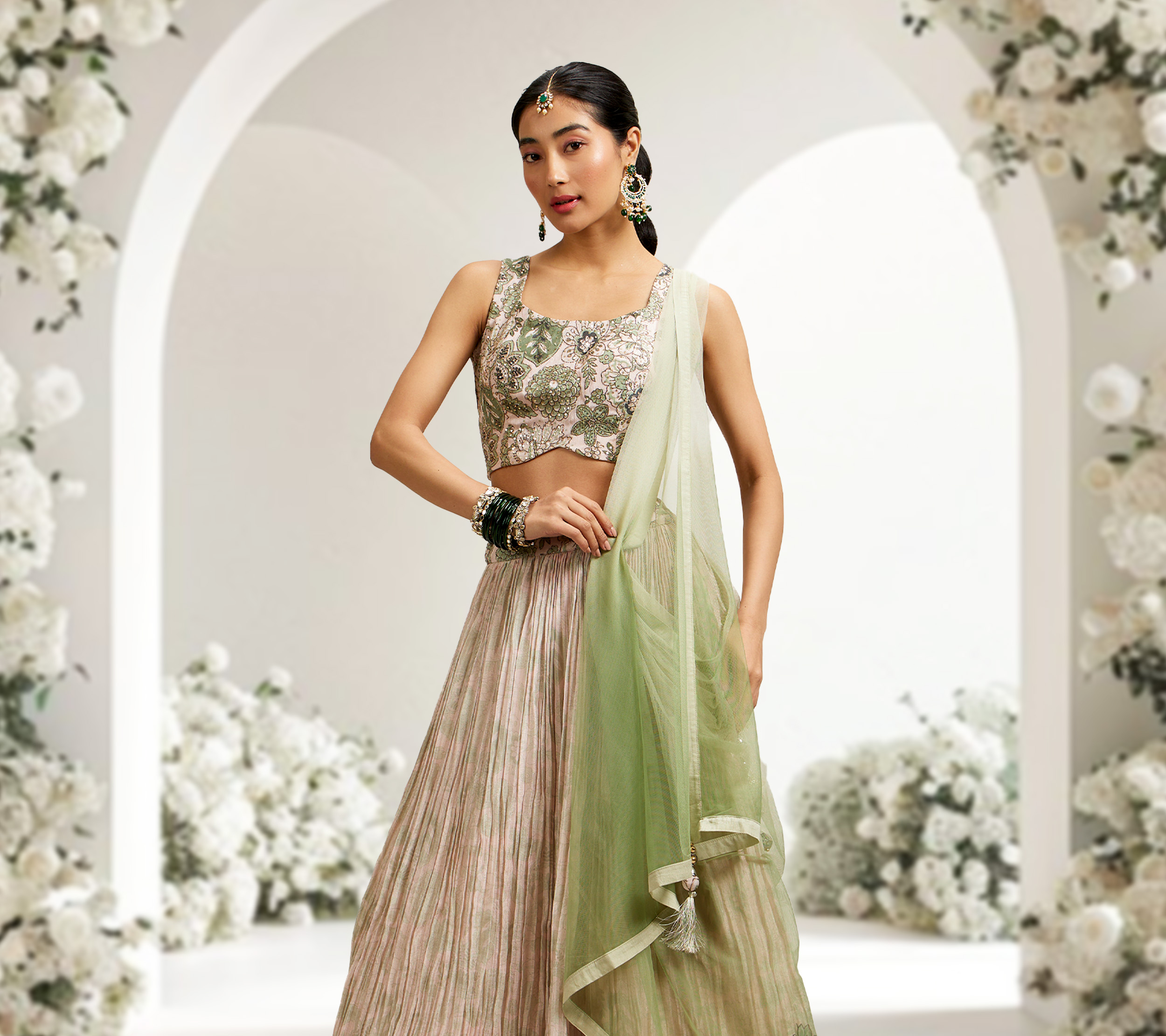 Floral Lehenga with Crop Top Styles Ruling Weddings