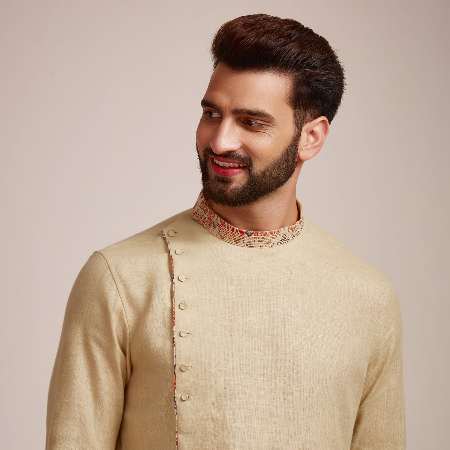 Buy Biscuit Kurta With Designed Collar Online in India @Manyavar ...