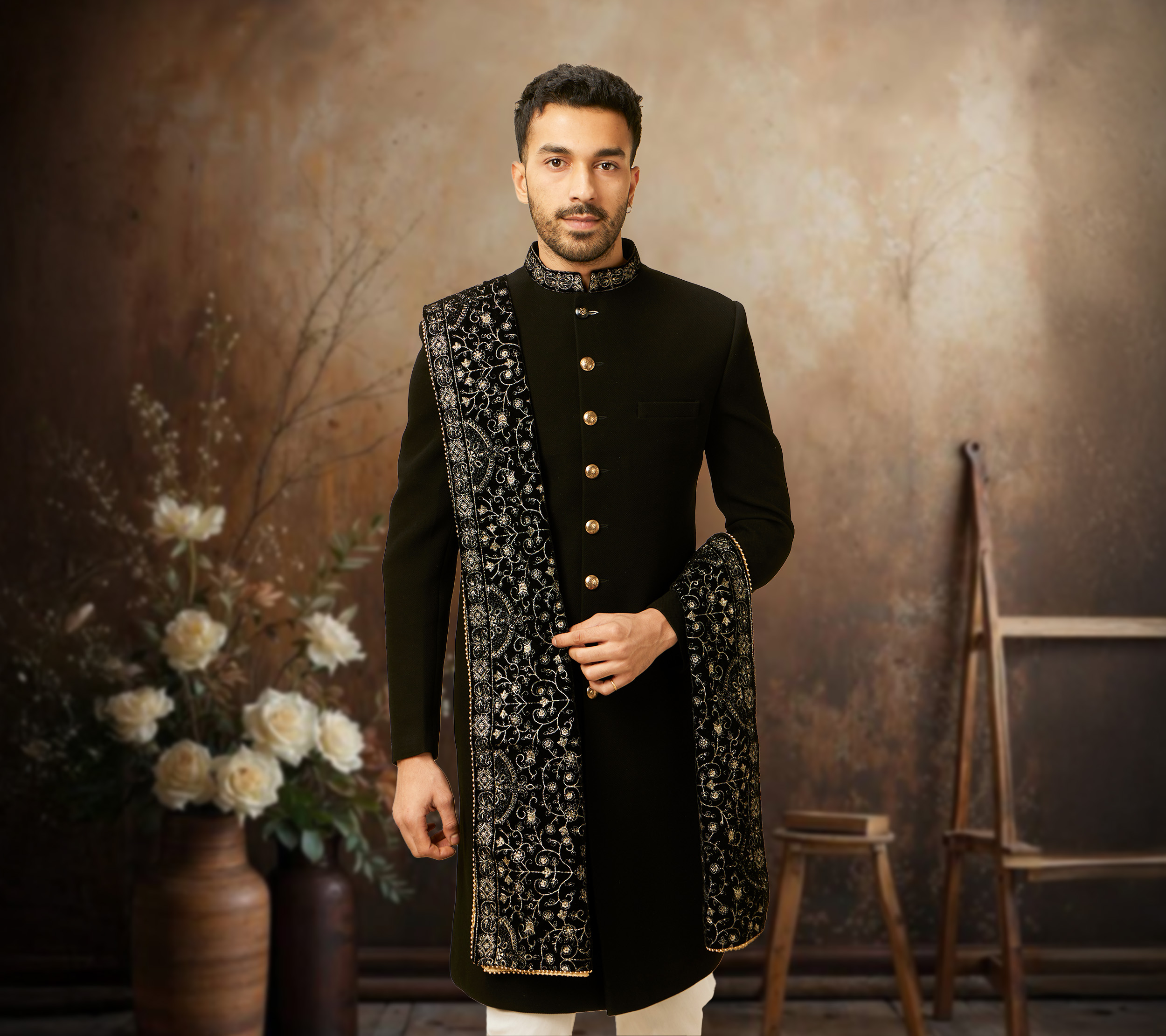 A Groom's Handbook for Styling the Classic Black Sherwani