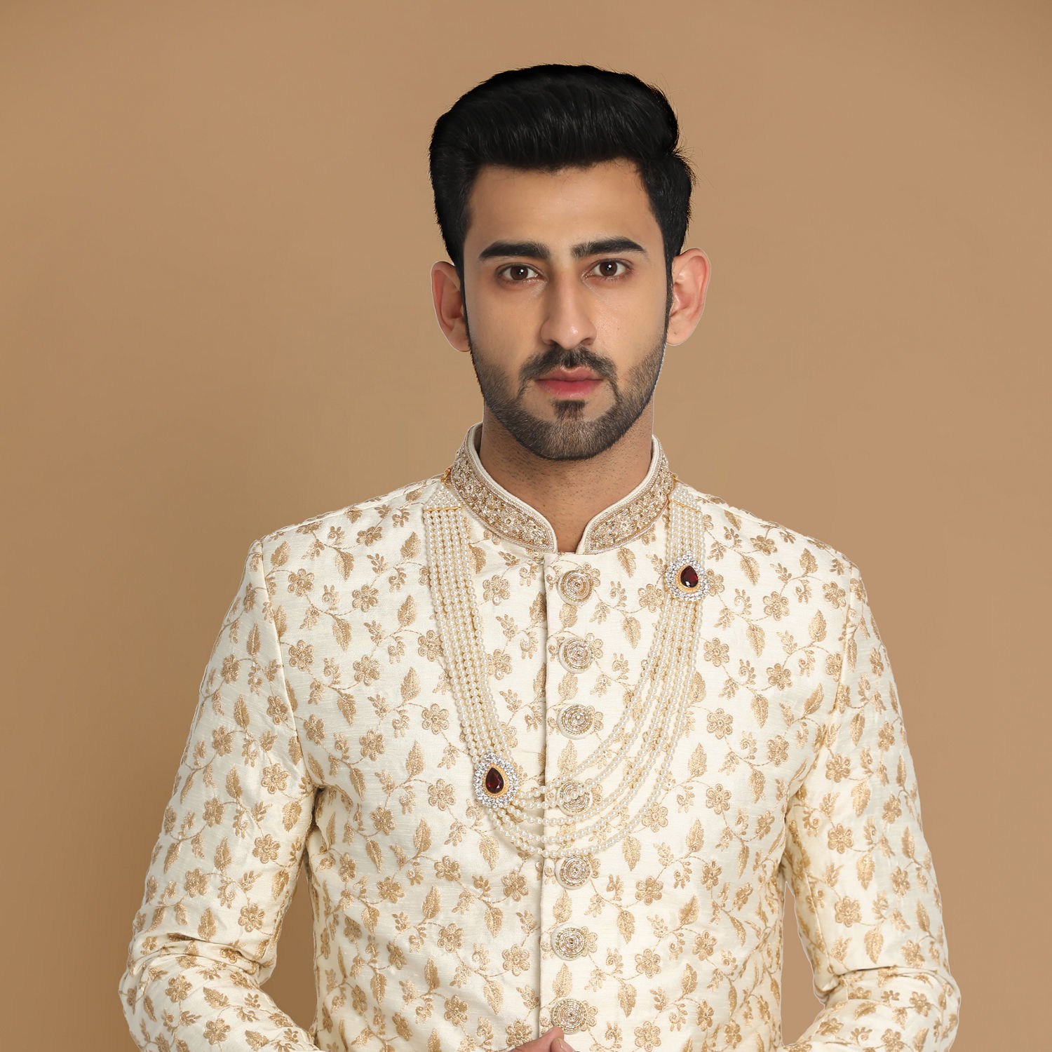 Sherwani for Men - Buy Classic Cream Sherwani Suit Online @Manyavar