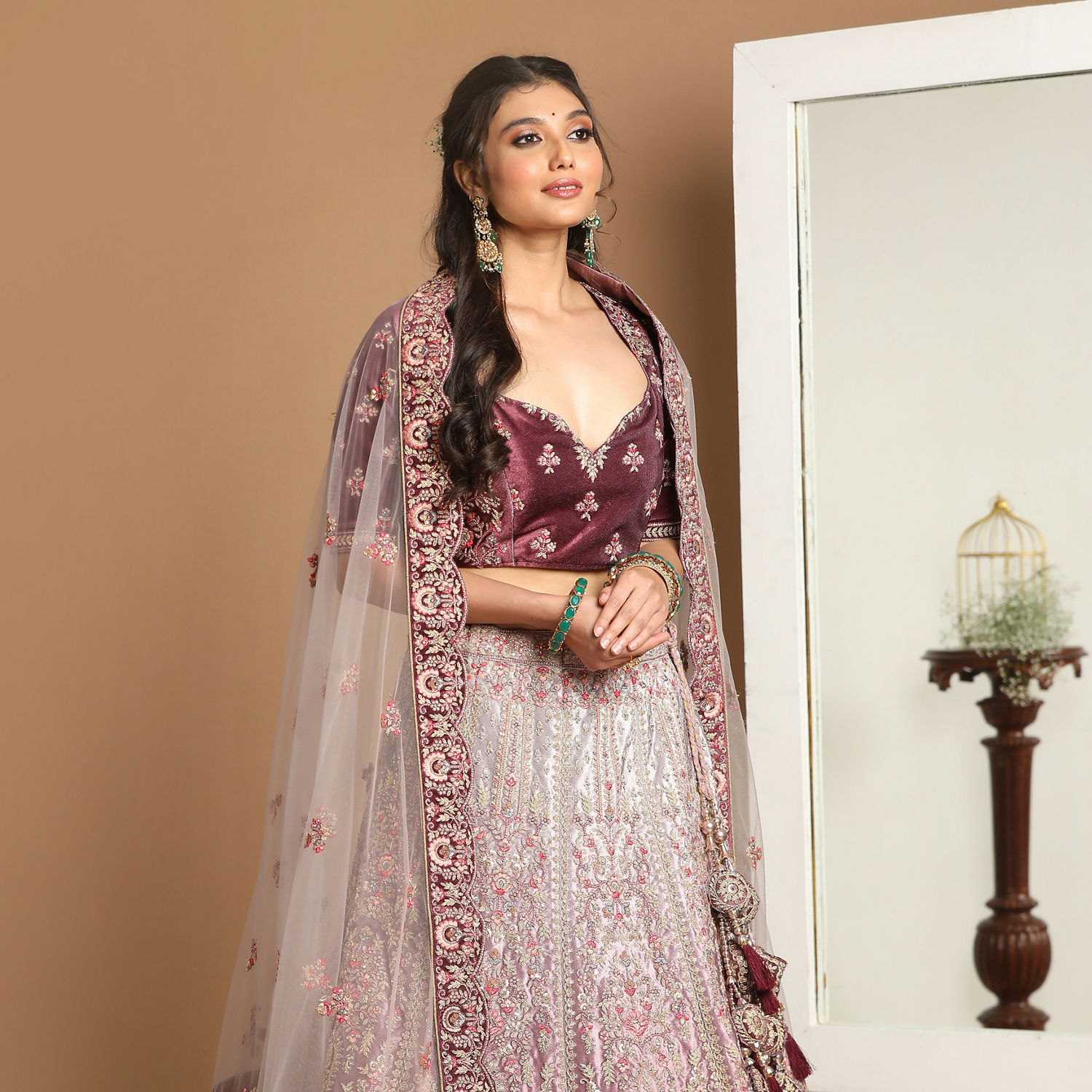 Buy Blush Pink Rhinestone and Sitara Embroidered Bridal Lehenga Online in  India @Mohey - Lehenga for Women