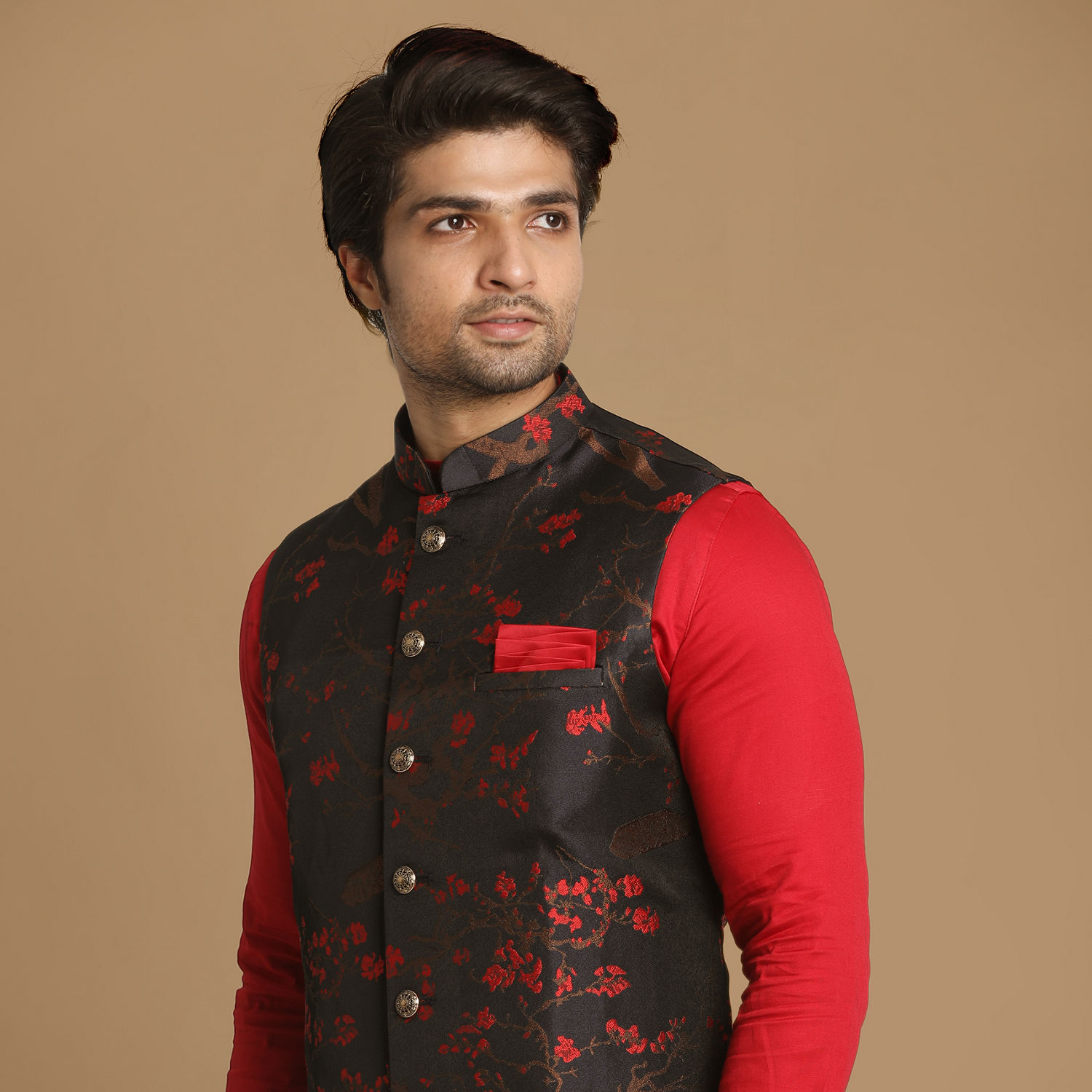 Kurta Jacket Set for Men - Buy Mesmerizing Red And Blue Kurta Jacket ...