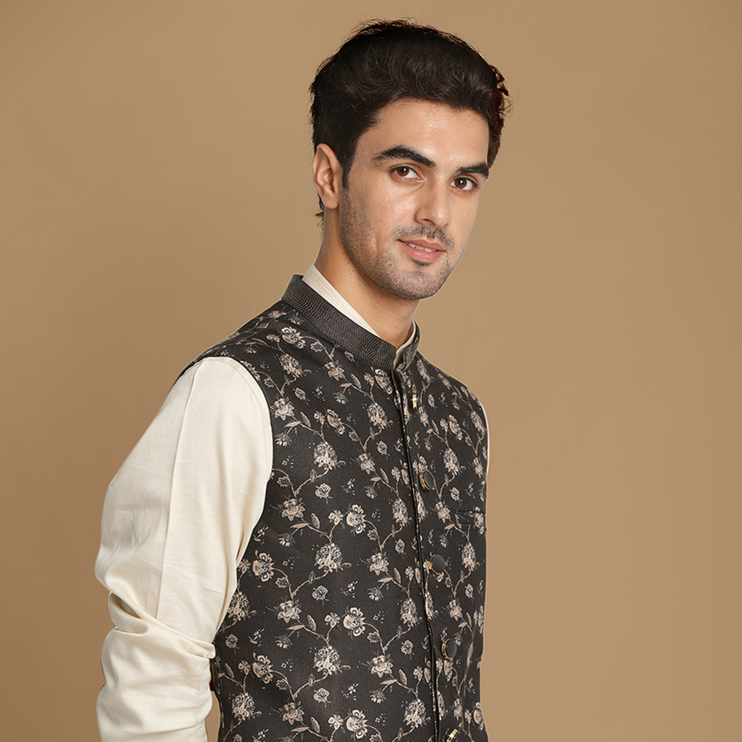 White kurta pajama sale with blue jacket