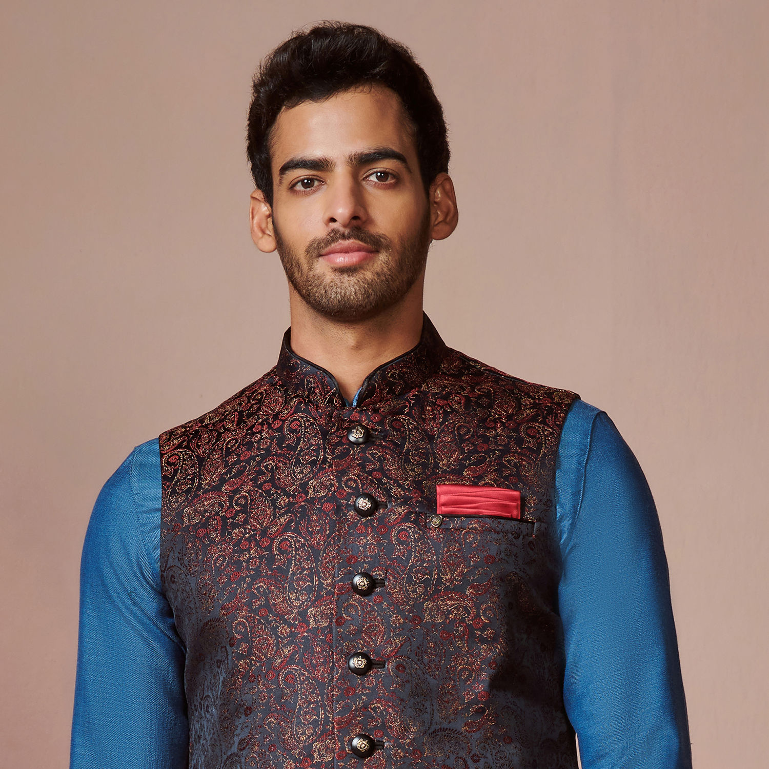 Nehru Jacket for Men - Buy Black Jacket With Contrast Prints Online ...