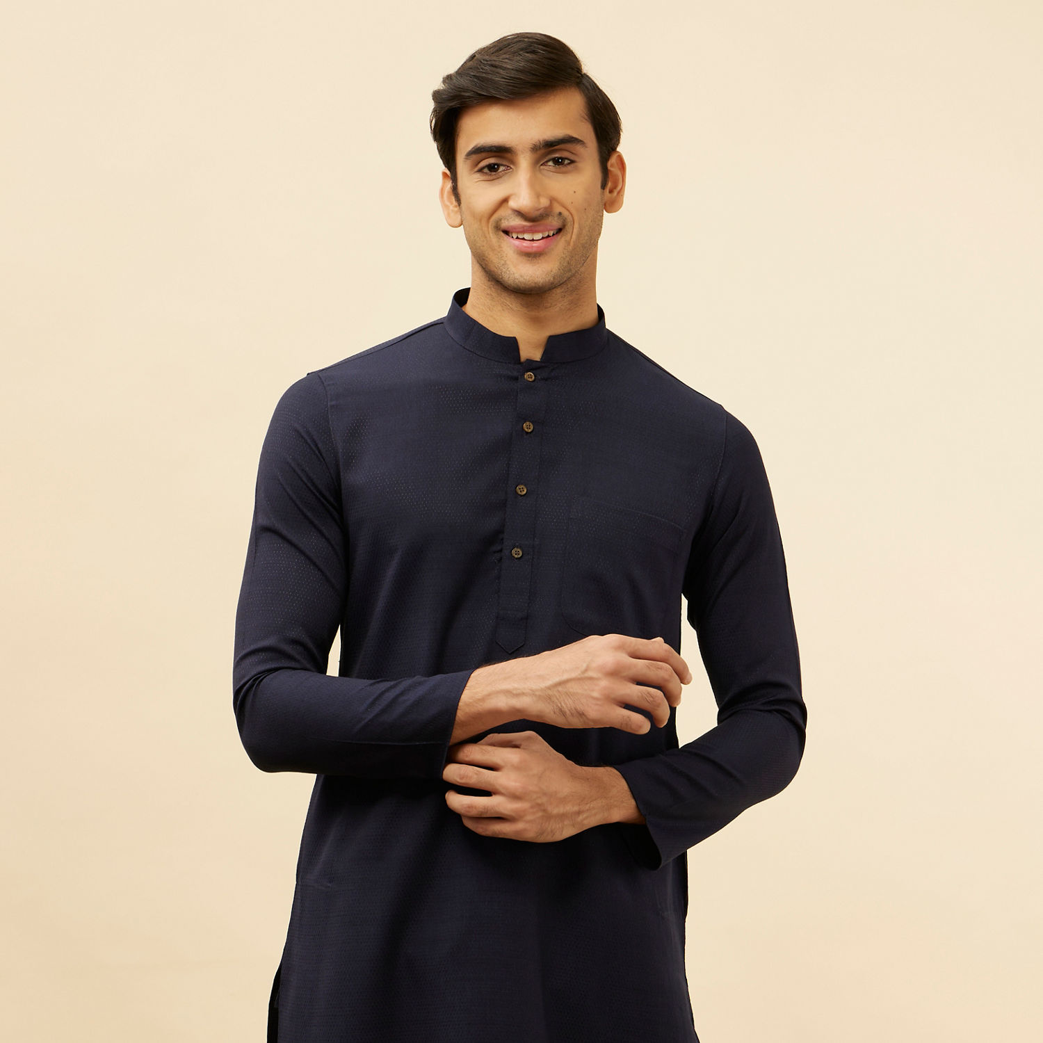 Buy Deep Blue Classic Kurta Set Online in India @Manyavar - Kurta ...