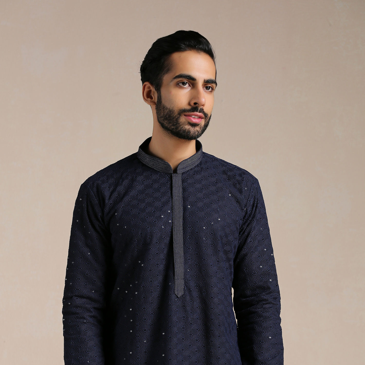 Kurta Pajama for Men - Buy Midnight Blue Sequined Kurta Set Online ...