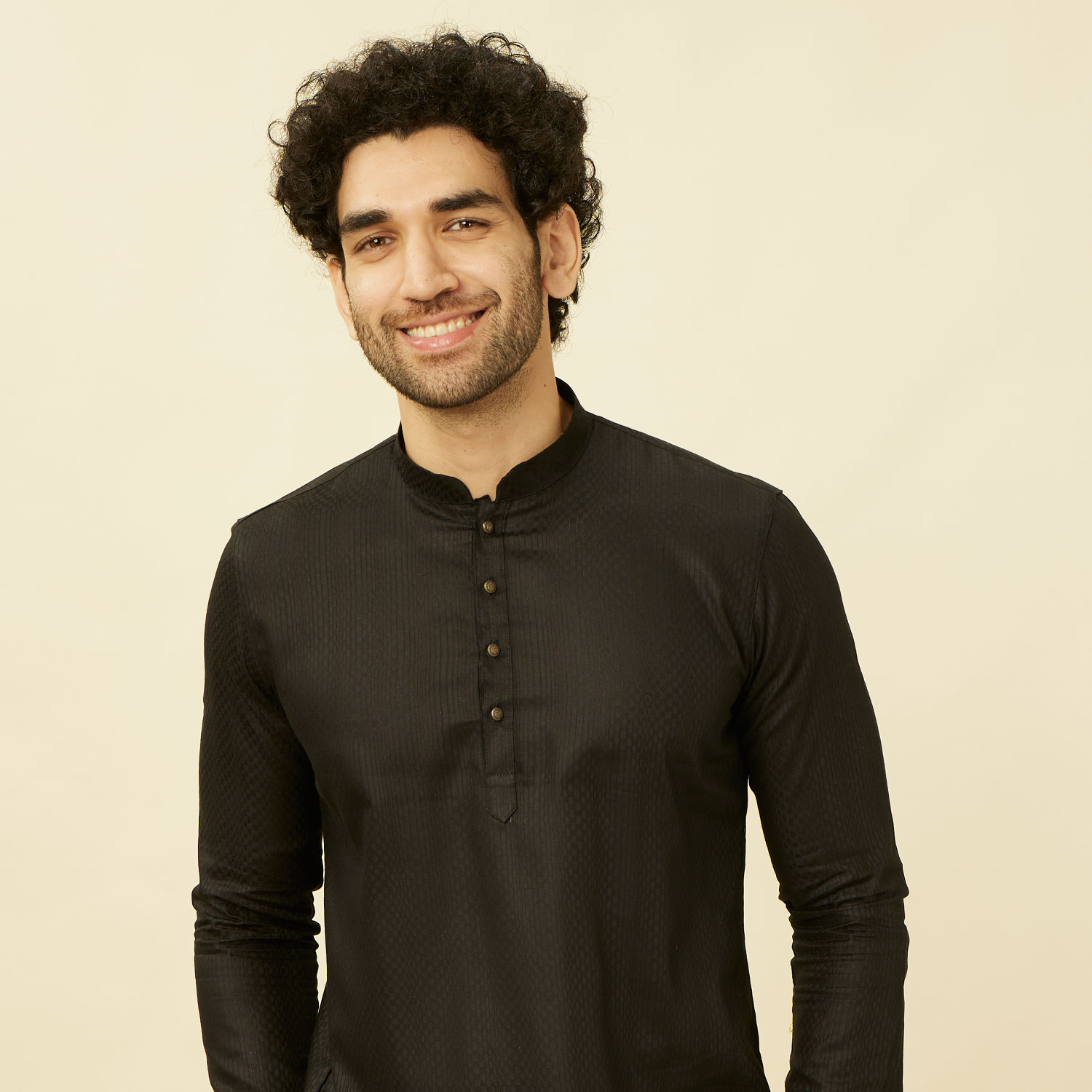 Buy Ebony Black Short Kurta Online in India @Manyavar - Kurta for Men