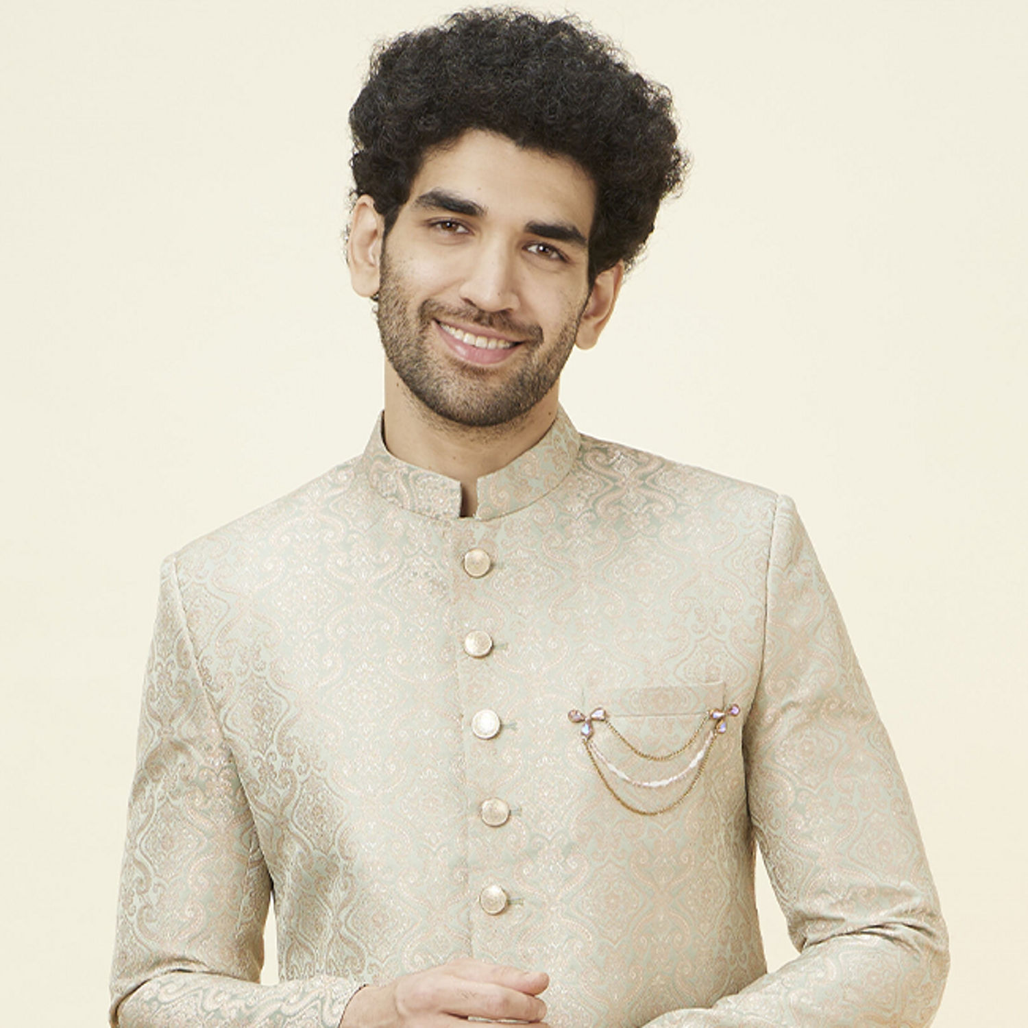 Buy Veiled Rose Pink Medallion Patterned Sherwani Online in India ...