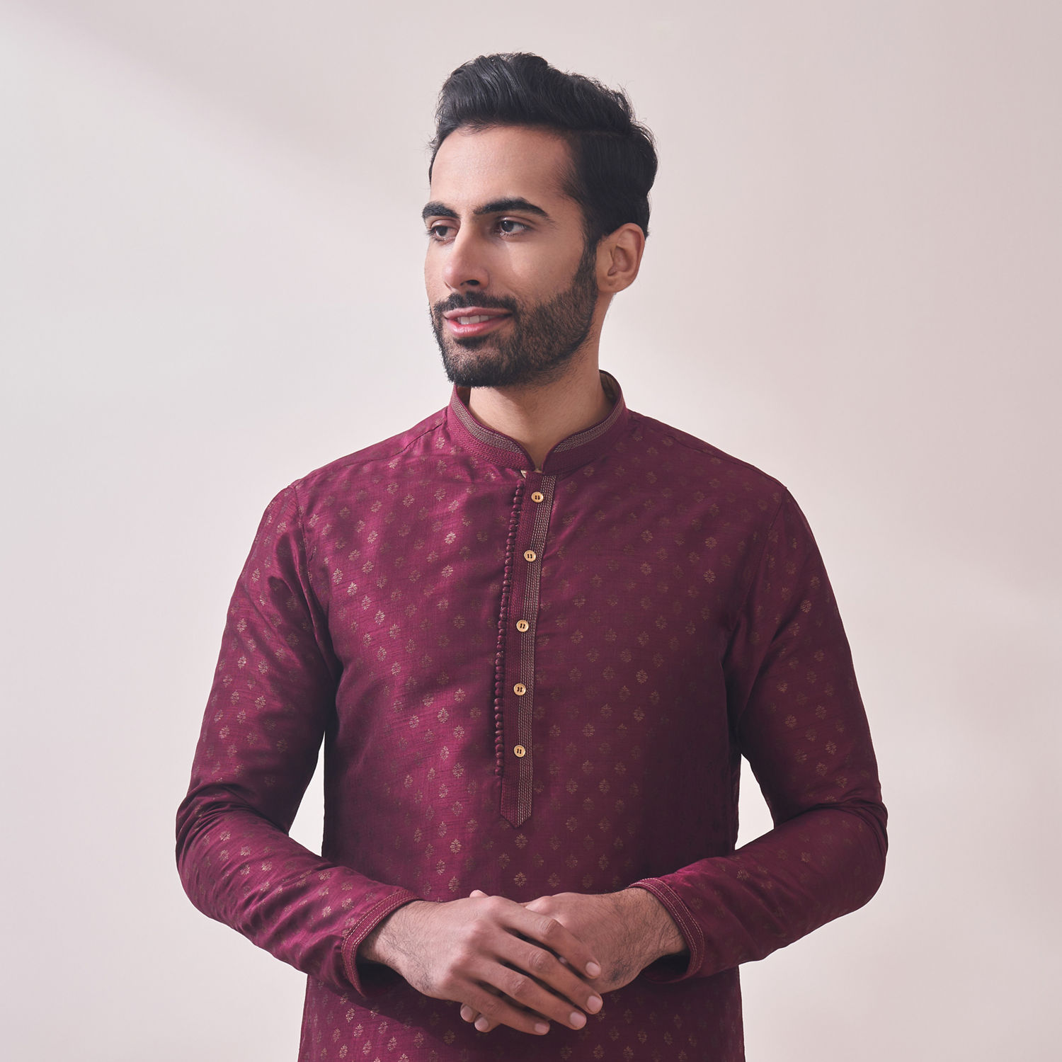 Buy Royal Maroon Printed Kurta Set Online in India @Manyavar - Kurta ...