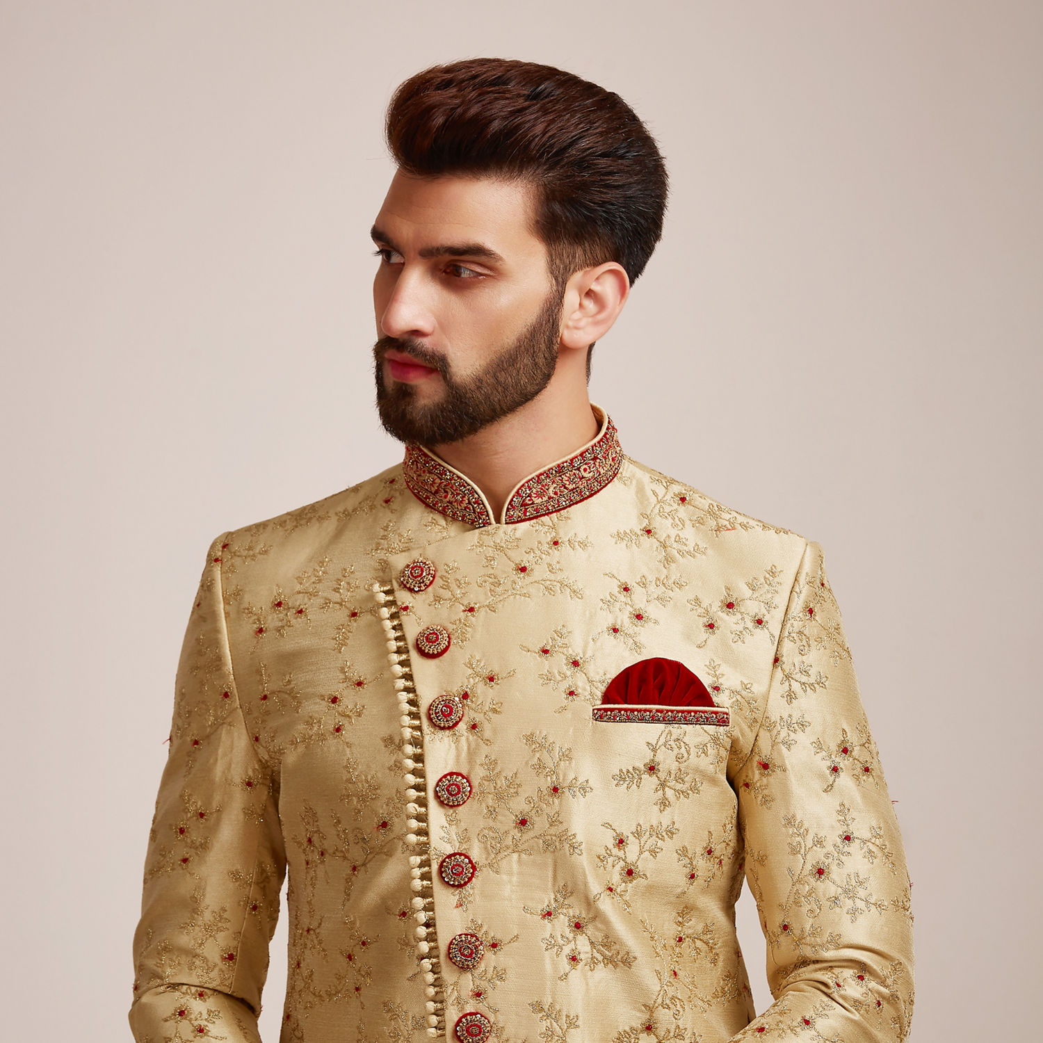 Sherwani for Men - Buy Sublime Cream Sherwani Set Online @Manyavar