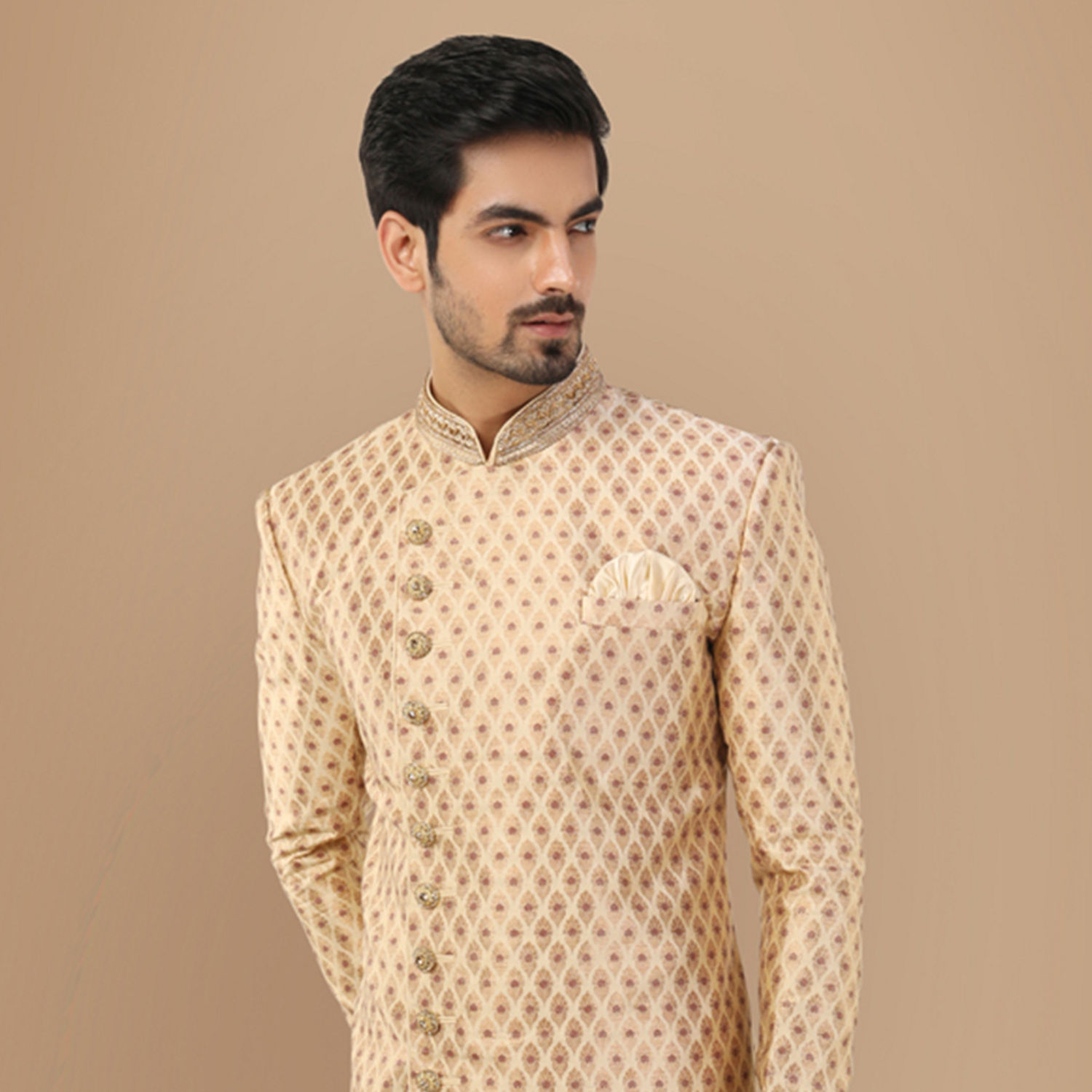 Buy Alluring Beige Indo Western Set Online in India @Manyavar - Indo ...