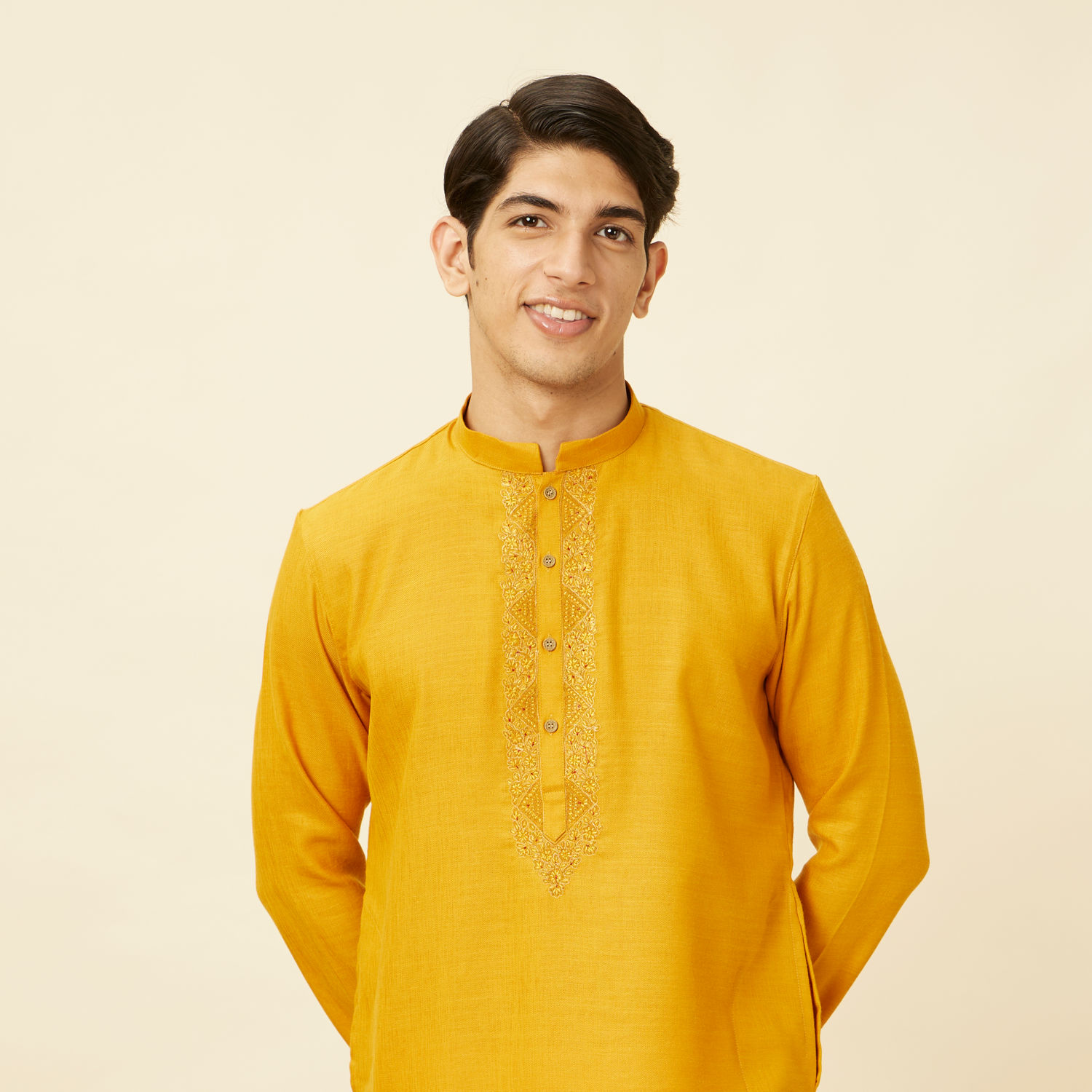 Buy Mustard Yellow Chikankari Kurta Set Online in India @Manyavar - Kurta  Pajama for Men