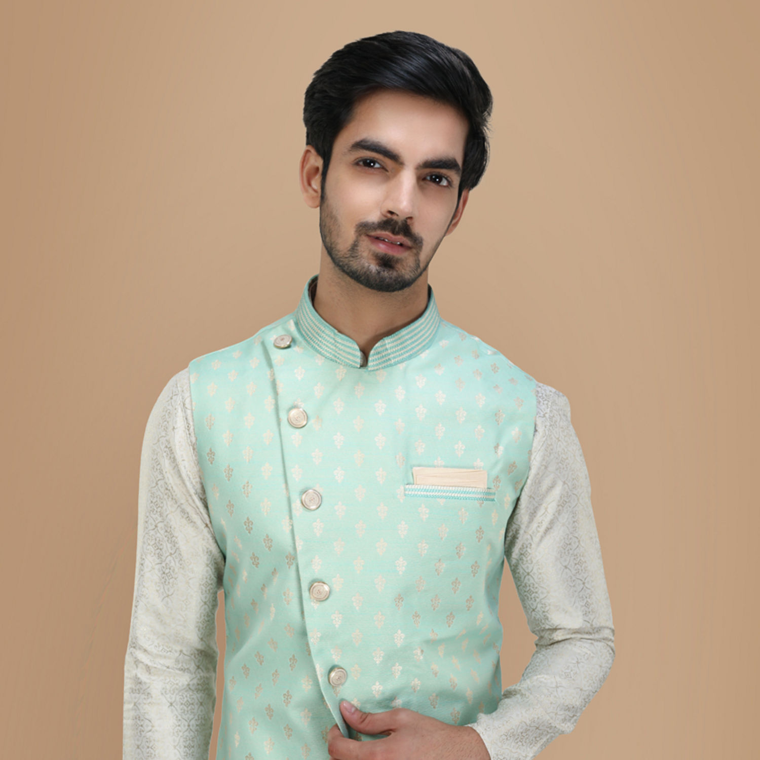 Kurta Jacket Set for Men - Buy Light Blue Kurta Jacket Set Online @Manyavar