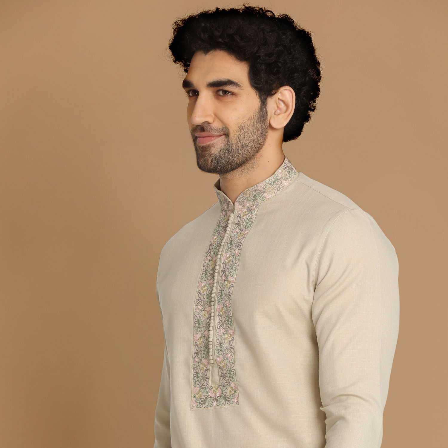 Buy Pista Thread Work Kurta Pajama Online in India @Manyavar - Kurta ...