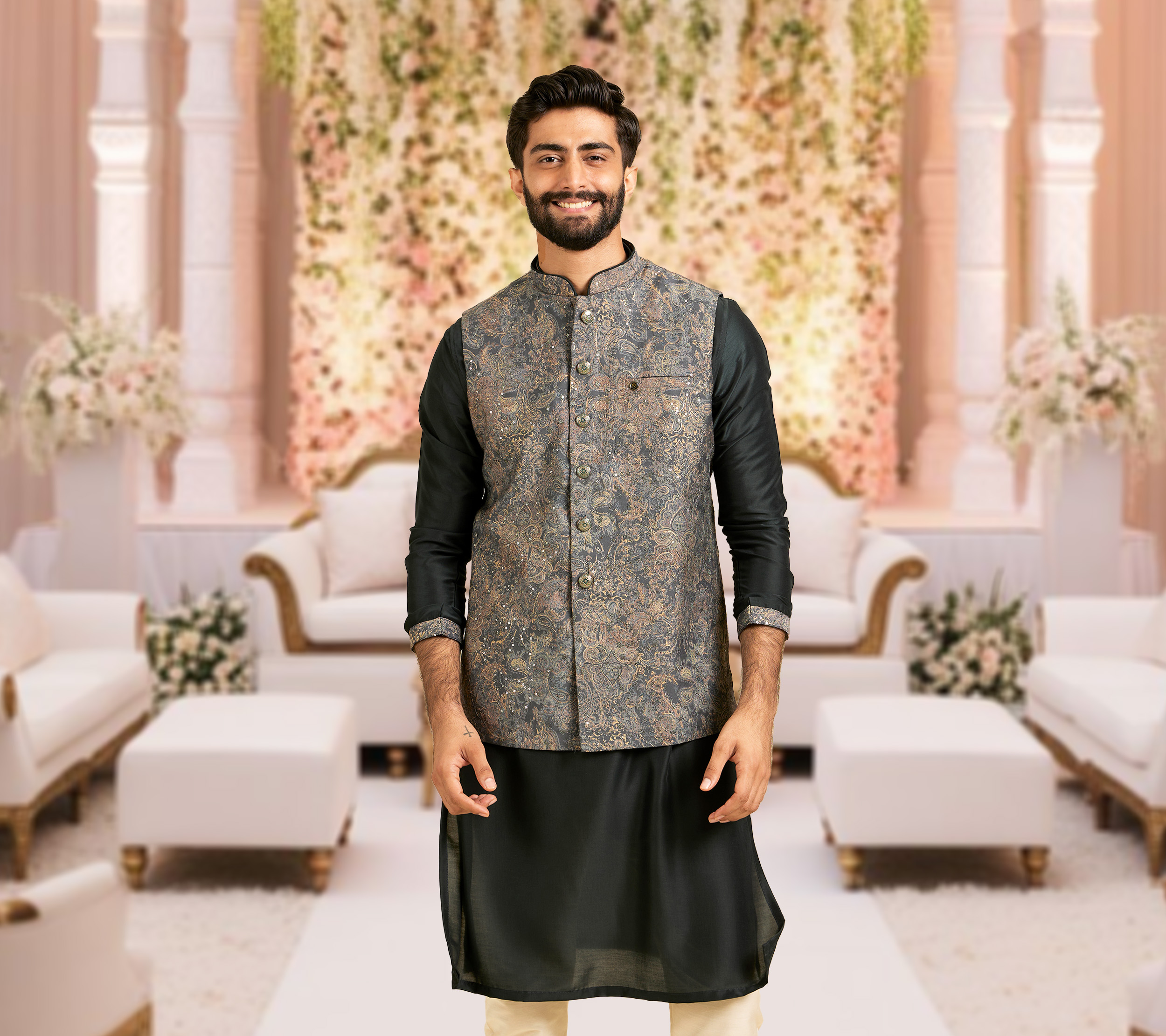 5 Chic Modern Kurta Pajama with Jacket for Wedding to Slay Your Wedding Look