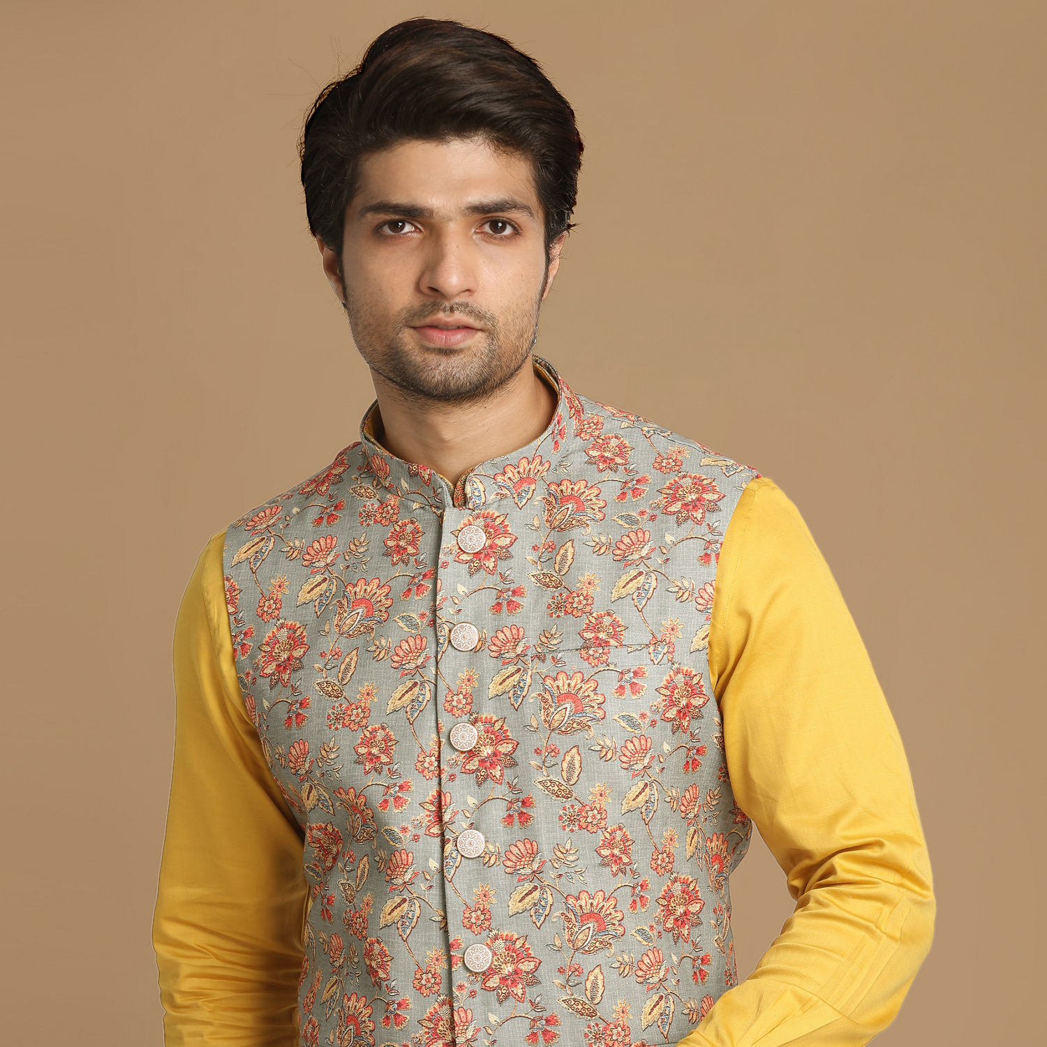 Kurta Jacket Set for Men - Buy Fine Light Orange Kurta Jacket Online ...