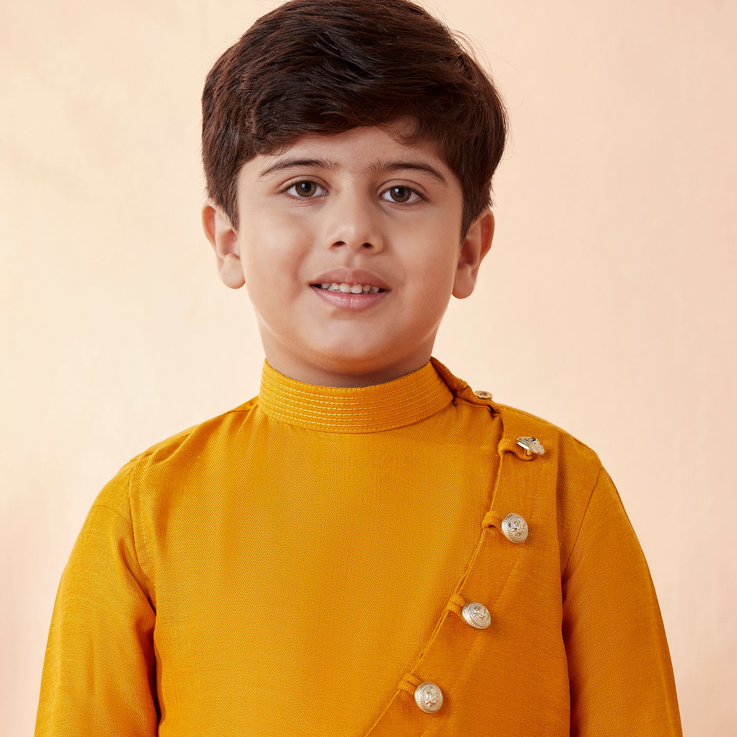 Kurta Pajama for Boys - Buy Boys Mustard Orange Plain Kurta Set Online ...