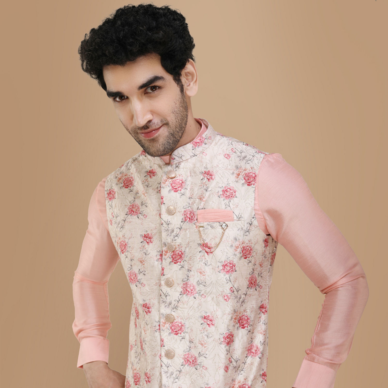 Grey Kurta Pajama With Embroidered Nehru Jacket