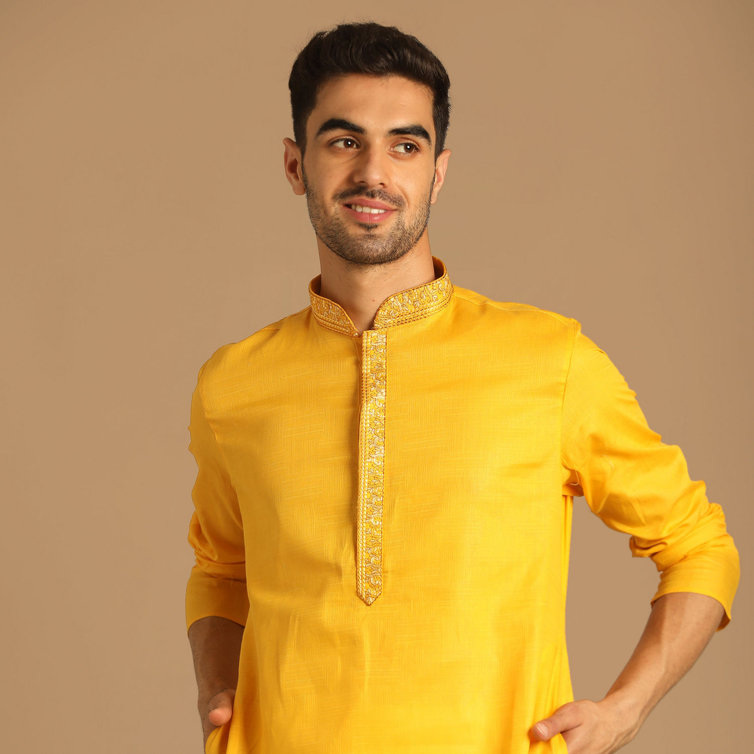 Buy Contemporary Yellow Kurta Pajama Online in India @Manyavar - Kurta ...