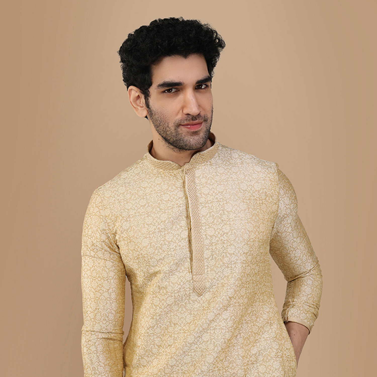 Kurta Pajama for Men - Buy Basic Cream Kurta Set Online @Manyavar