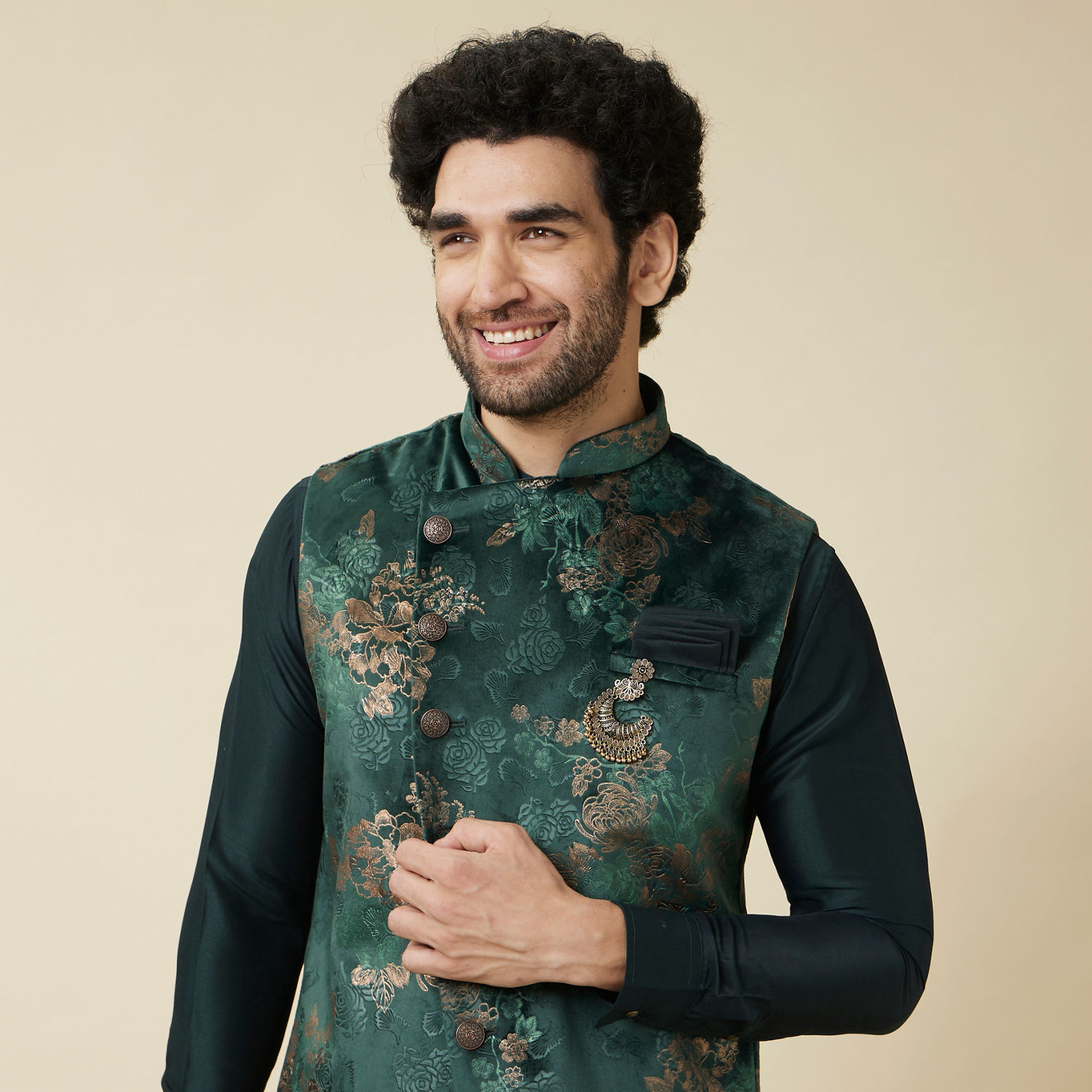 Buy Mentific® Nehru Jacket With Kurta Pajama Set For Men (M, Multi Color  Flower Print Jacket + Yellow Plain Kurta Pajama) at Amazon.in