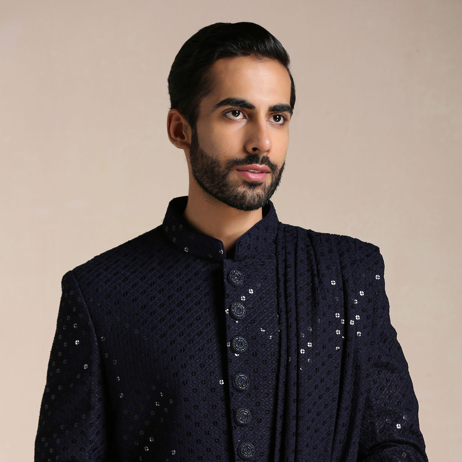 Indo Western for Men - Buy Navy Blue Sequined Chikankari Indo Western ...