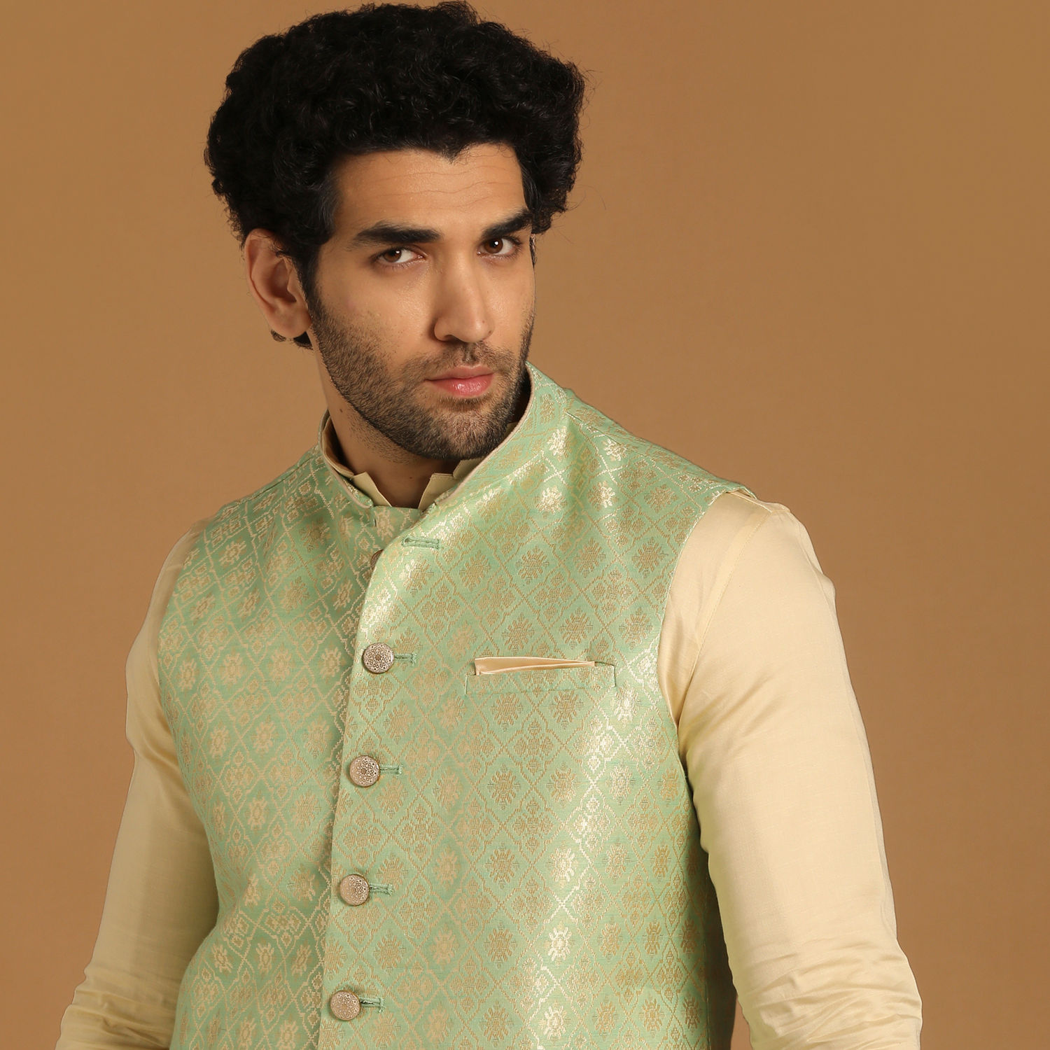 Kurta Jacket Set for Men - Buy Sea Green Celebration Wear Kurta Jacket ...